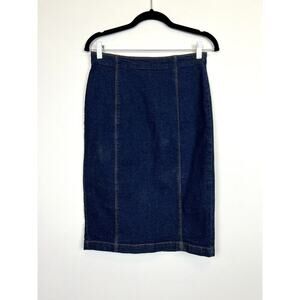 vintage 90's Jeanology dark wash denim midi skirt retro workwear